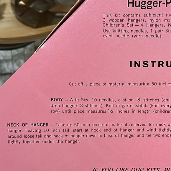 Vtg Hugger Puf Hanger Gift Kit Marlo Co Knit Nylon Dress Style Puffed Hangers - Picture 10 of 17